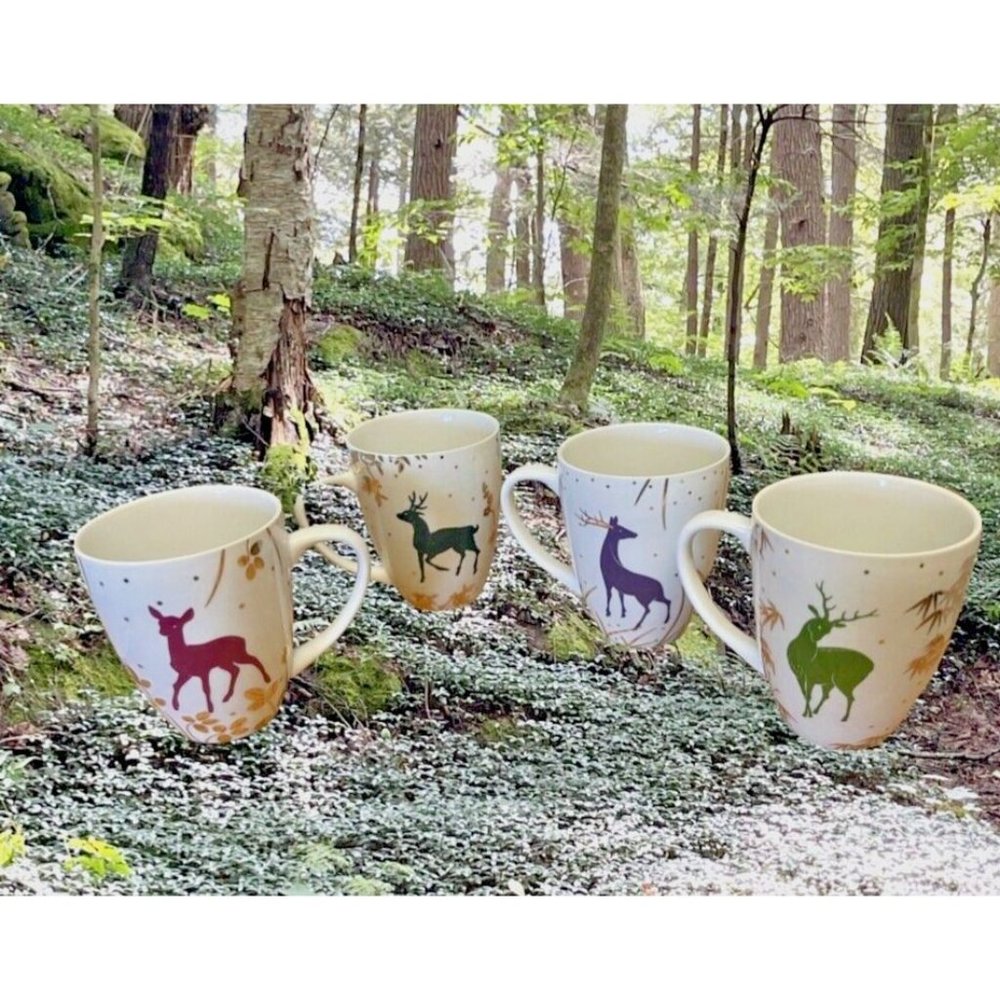 NEW Asian Woodlands Porcelain 4 Mug Set -Metropolitan Museum Of Art  New in Box